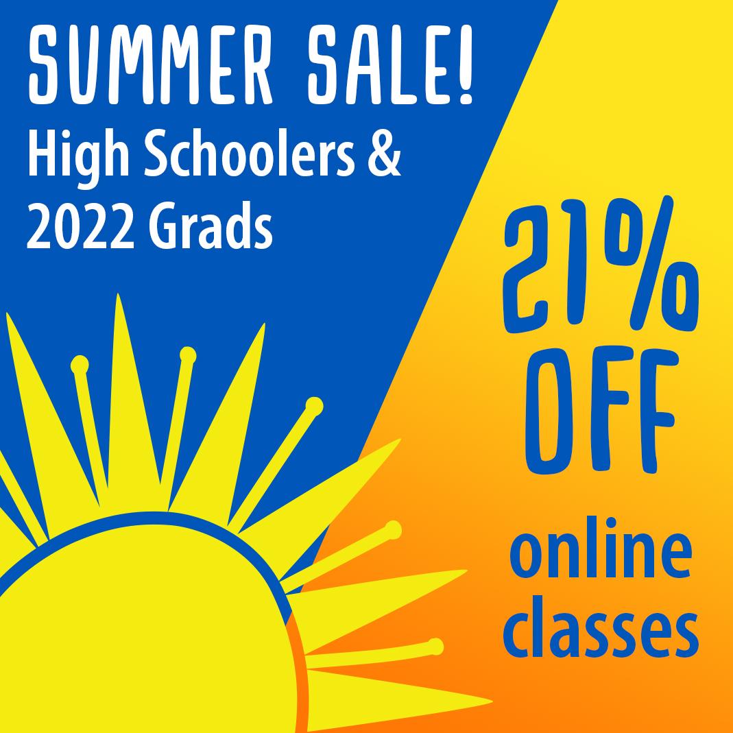 summer sale graphic with sun on it and 21% discount verbiage