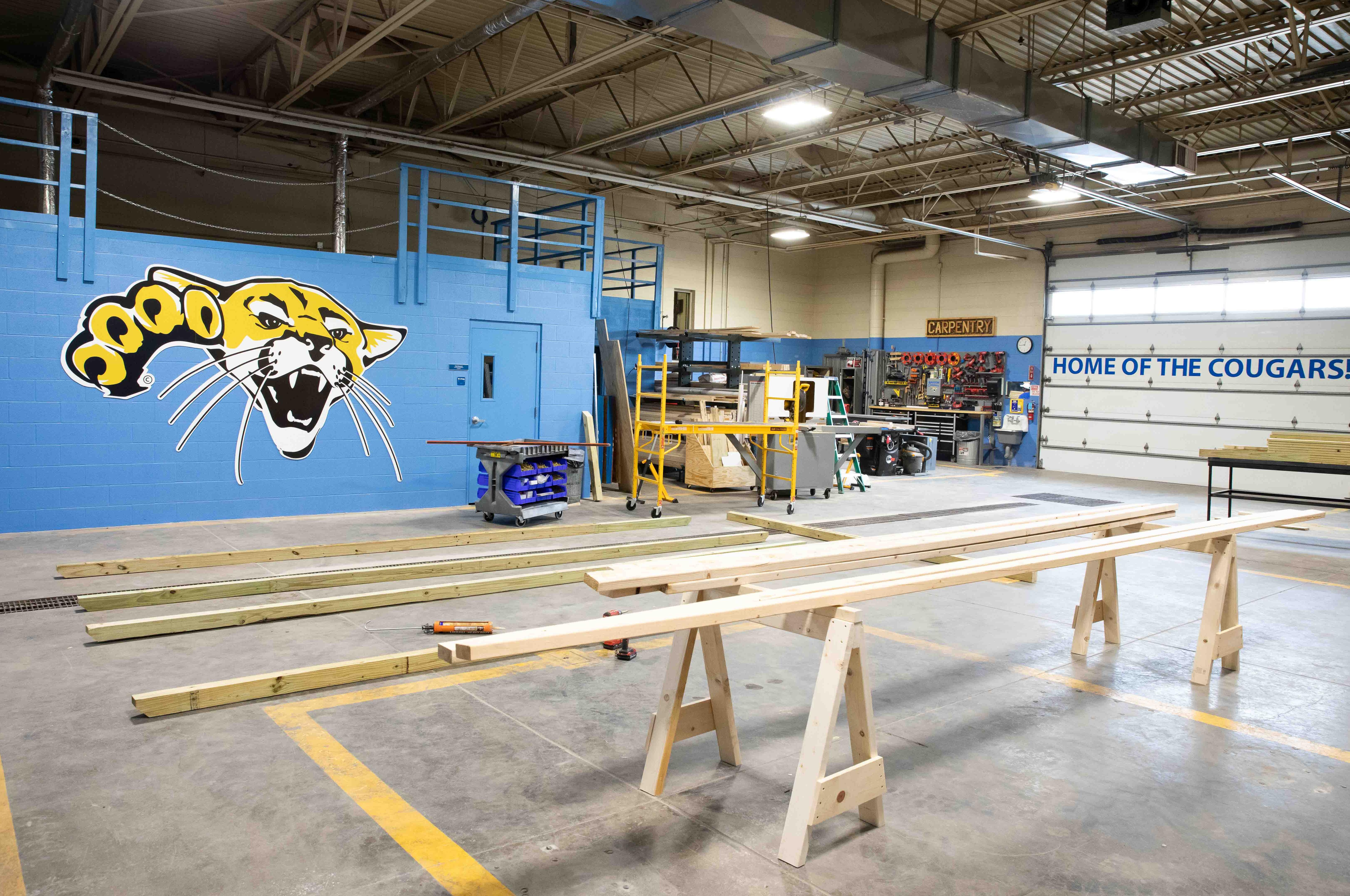 carpentry shop with wood