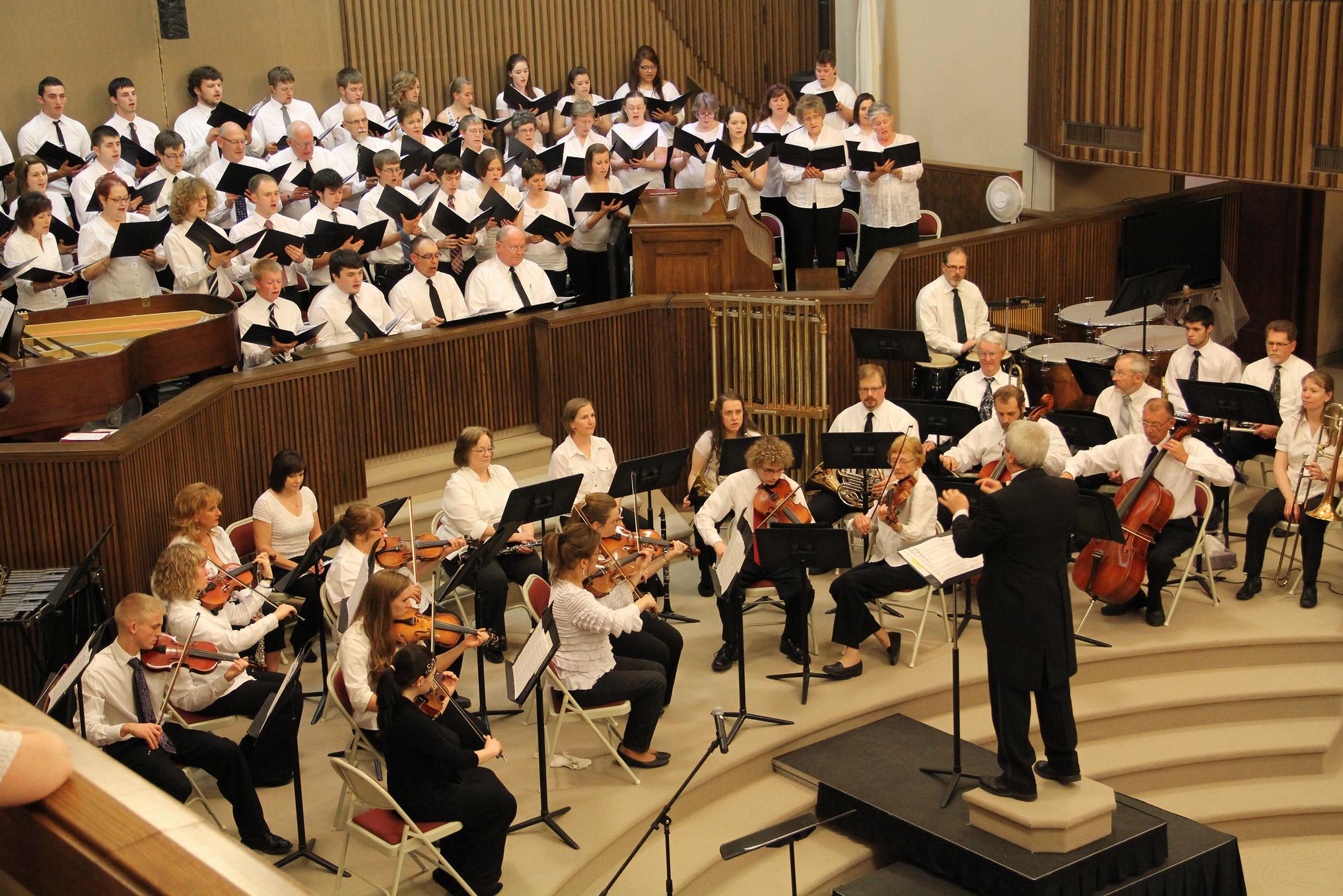 a choir performs in a church
