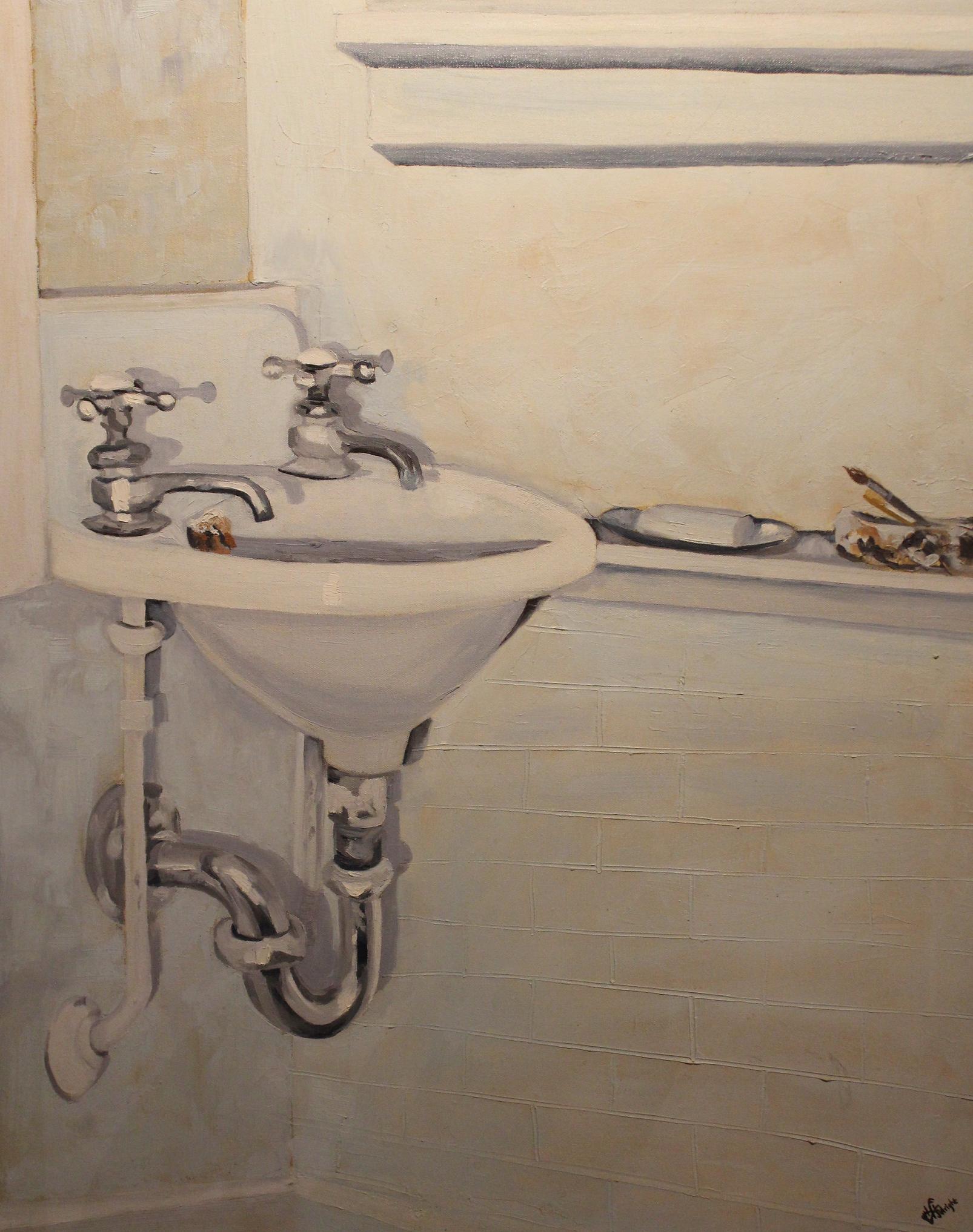 painting of a bathroom sink