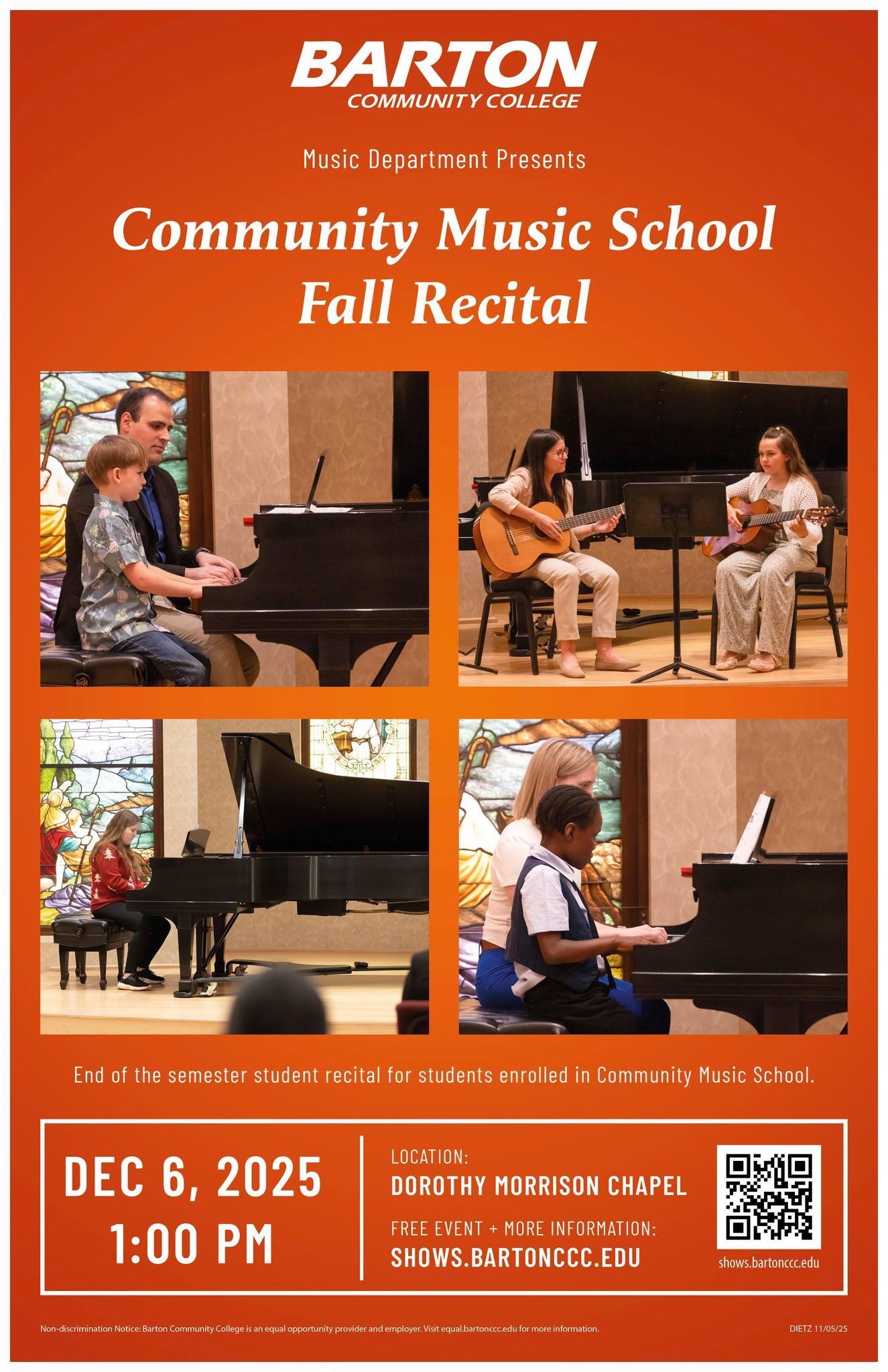 poster with kids playing instruments at recitals