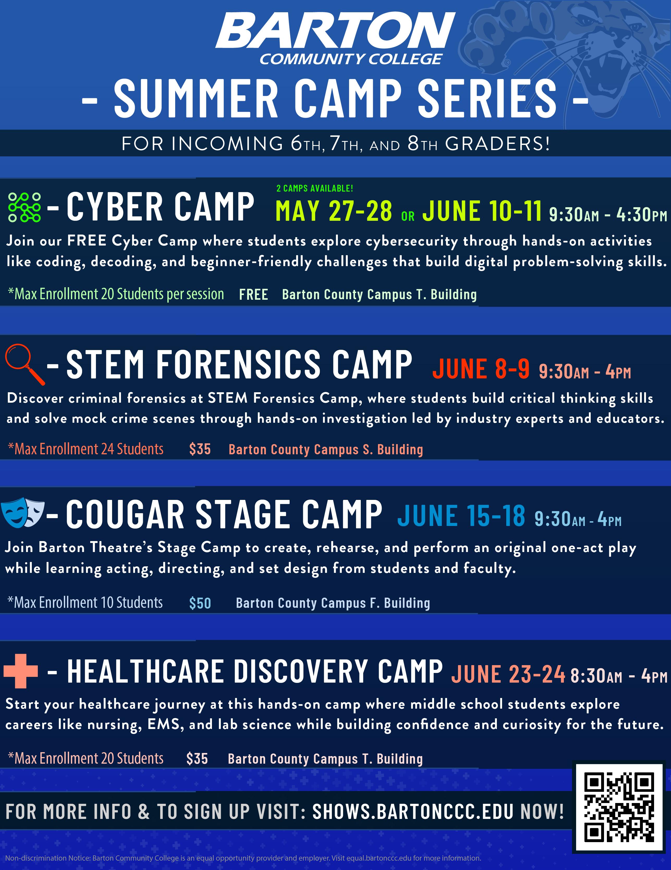 summer camp flier that is blue