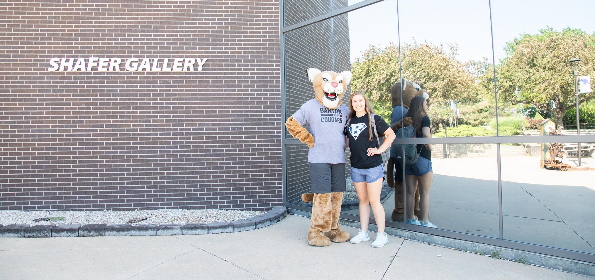 Bart with a student by the Shafer Gallery